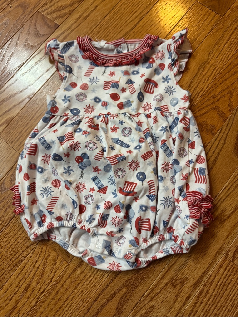 Patriotic Red, White & Blue Baby Bubble Romper